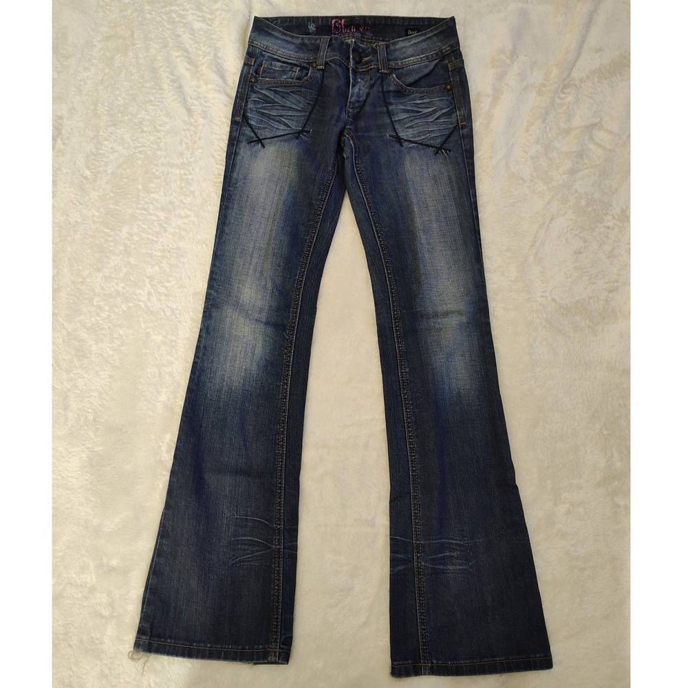 Be Rock for Express‎ Womens Size 2 Bootcut Jeans Low Rise Dark Wash Blue Y2K